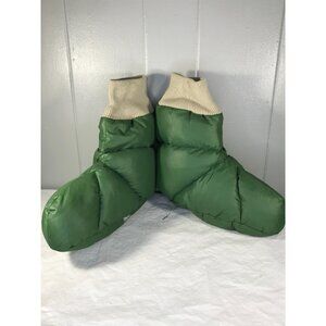 Vtg Frostline kit Medium Goose Down Slippers Green Camp Bootie House Shoe 70s